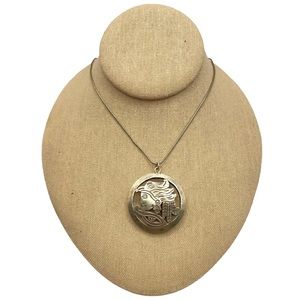 Sterling silver etched Egyptian style pendant.